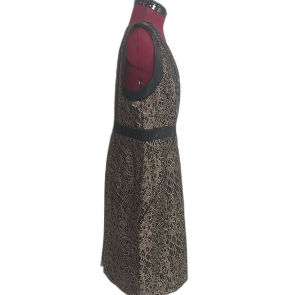 Jones New York Dress Women's Size 14 Taupe & Black Sleeveless Sheath - Picture 5 of 11